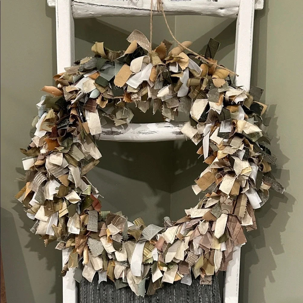 Handmade Rustic Multicolor Fabric Wreath